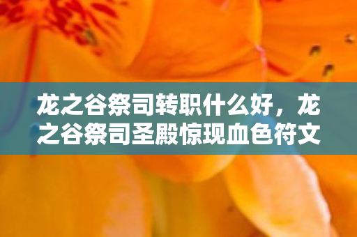 龙之谷祭司转职什么好，龙之谷祭司圣殿惊现血色符文，千年悬案背后，谁在操控玩家灵魂？