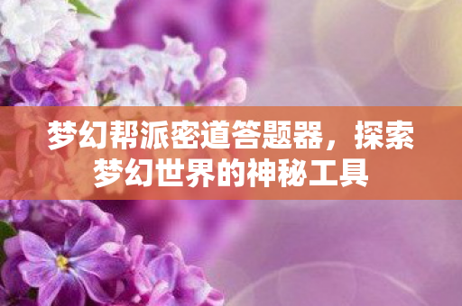 梦幻帮派密道答题器，探索梦幻世界的神秘工具