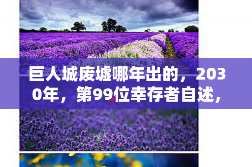 巨人城废墟哪年出的,2030年,第99位幸存者自述,我在巨人城废墟的1000次死亡与重生 巨人城废墟哪年出的,2030年,第99位幸存者自述,我在巨人城废墟的1000次死亡与重生