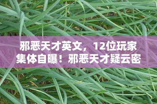 邪恶天才英文,12位玩家集体自曝!邪恶天才疑云密布,网吧老炮当场绷不住 邪恶天才英文,12位玩家集体自曝!邪恶天才疑云密布,网吧老炮当场绷不住