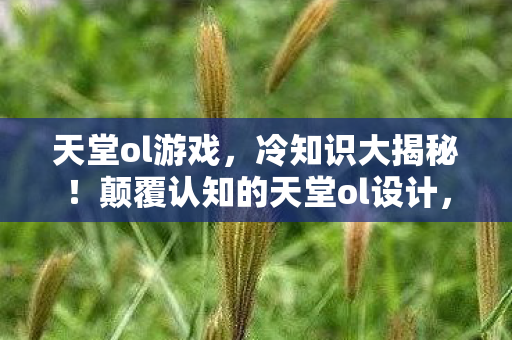 天堂ol游戏，冷知识大揭秘！颠覆认知的天堂ol设计，让你目瞪口呆！