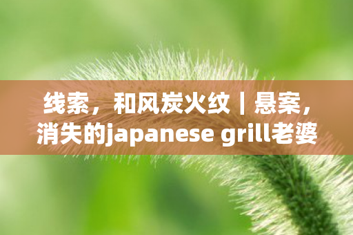 线索,和风炭火纹|悬案,消失的japanese grill老婆|毛骨悚然,十年循环的烤肉声 线索,和风炭火纹|悬案,消失的japanese grill老婆|毛骨悚然,十年循环的烤肉声