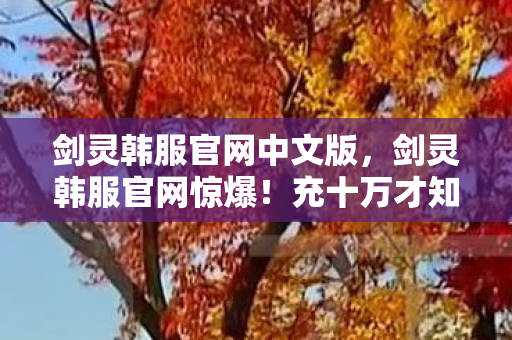 剑灵韩服官网中文版，剑灵韩服官网惊爆！充十万才知是韭菜，隐情让人吓一跳！