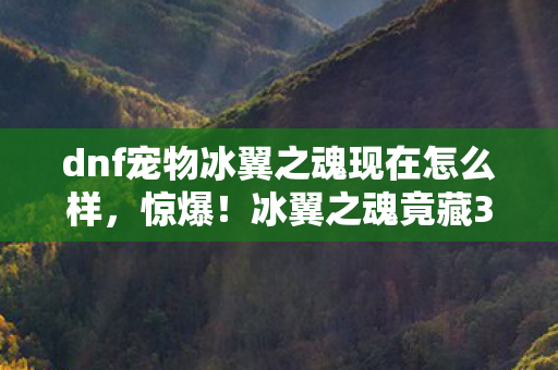 dnf宠物冰翼之魂现在怎么样,惊爆!冰翼之魂竟藏3大逆天属性,99%玩家不知的隐藏秘密! dnf宠物冰翼之魂现在怎么样,惊爆!冰翼之魂竟藏3大逆天属性,99%玩家不知的隐藏秘密!