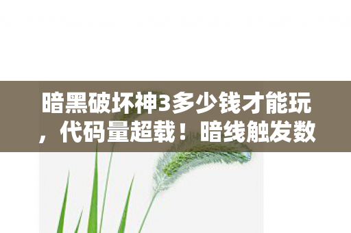 暗黑破坏神3多少钱才能玩，代码量超载！暗线触发数据深渊机制，玩家集体头皮发麻