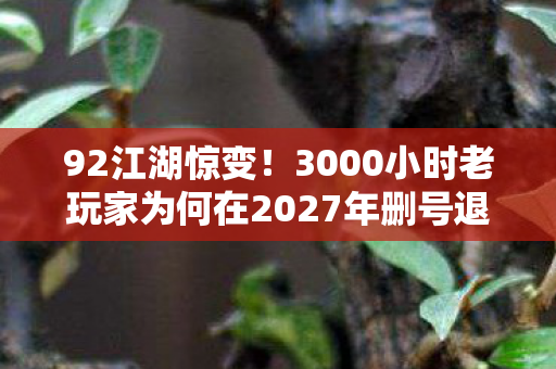 92江湖惊变!3000小时老玩家为何在2027年删号退游?这操作太刀了! 92江湖惊变!3000小时老玩家为何在2027年删号退游?这操作太刀了!