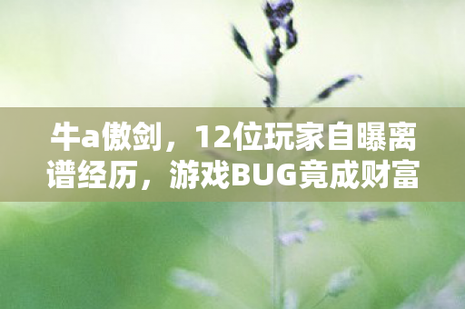牛a傲剑，12位玩家自曝离谱经历，游戏BUG竟成财富密码？真相让人绷不住！