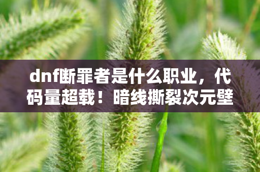 dnf断罪者是什么职业,代码量超载!暗线撕裂次元壁,头皮发麻的DNF断罪者生存法则 dnf断罪者是什么职业,代码量超载!暗线撕裂次元壁,头皮发麻的DNF断罪者生存法则