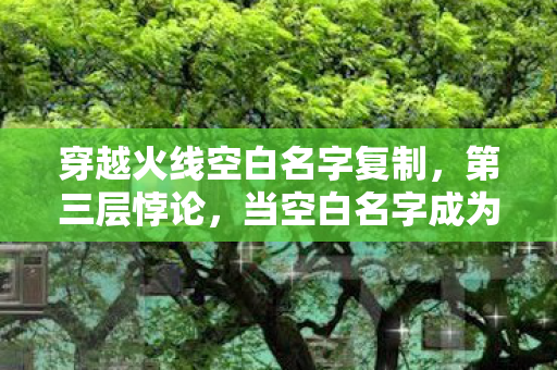 穿越火线空白名字复制，第三层悖论，当空白名字成为存在主义的墓碑——2027年我亲手埋葬了自己的ID