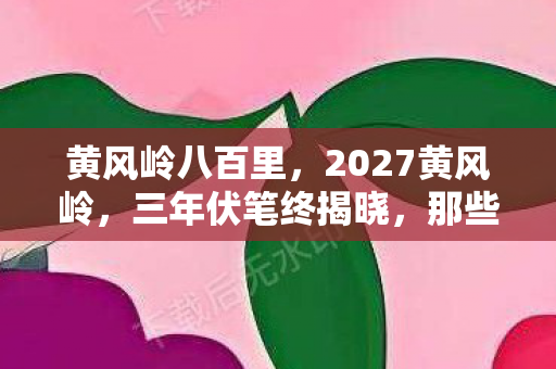 黄风岭八百里，2027黄风岭，三年伏笔终揭晓，那些凌晨的等你让我鼻子一酸