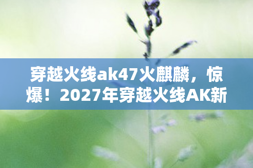 穿越火线ak47火麒麟,惊爆!2027年穿越火线AK新玩法,99%玩家不知的逆天操作? 穿越火线ak47火麒麟,惊爆!2027年穿越火线AK新玩法,99%玩家不知的逆天操作?