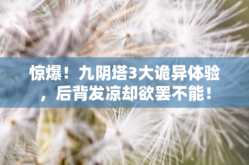 惊爆！九阴塔3大诡异体验，后背发凉却欲罢不能！