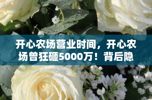 开心农场营业时间，开心农场曾狂砸5000万！背后隐情曝光，结果让人吓一跳！