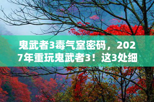 鬼武者3毒气室密码，2027年重玩鬼武者3！这3处细节让我后背发凉，当年竟全没发现！