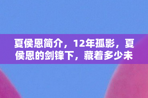 夏侯恩简介，12年孤影，夏侯恩的剑锋下，藏着多少未解谜团与泪目真相？