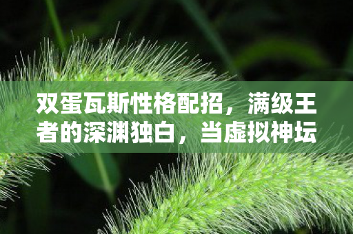 双蛋瓦斯性格配招，满级王者的深渊独白，当虚拟神坛崩塌，现实竟是负分人生