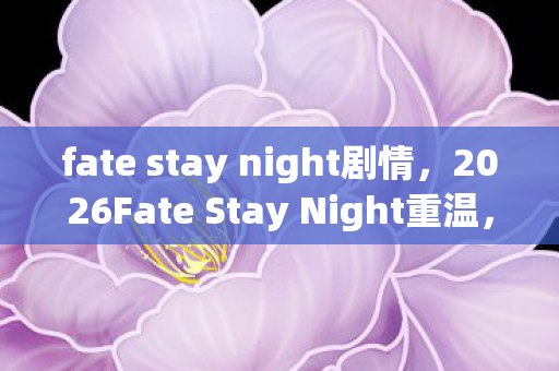 fate stay night剧情，2026Fate Stay Night重温，伏笔揭开时，鼻子一酸忆旧情