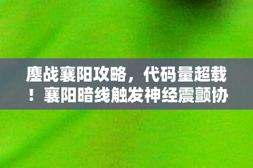 鏖战襄阳攻略,代码量超载!襄阳暗线触发神经震颤协议,你的头皮发麻只是开始 鏖战襄阳攻略,代码量超载!襄阳暗线触发神经震颤协议,你的头皮发麻只是开始