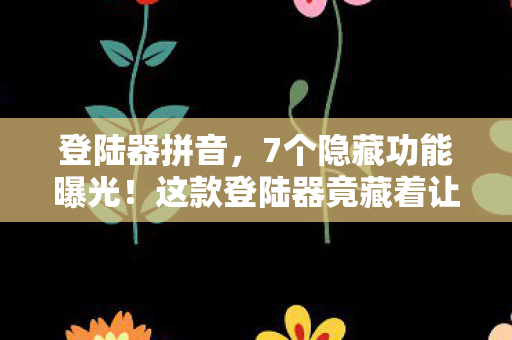 登陆器拼音,7个隐藏功能曝光!这款登陆器竟藏着让百万玩家泪崩的秘密 登陆器拼音,7个隐藏功能曝光!这款登陆器竟藏着让百万玩家泪崩的秘密