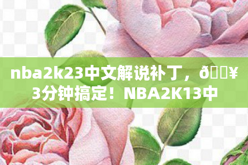 nba2k23中文解说补丁，🔥3分钟搞定！NBA2K13中文解说补丁让游戏体验飙升10倍！