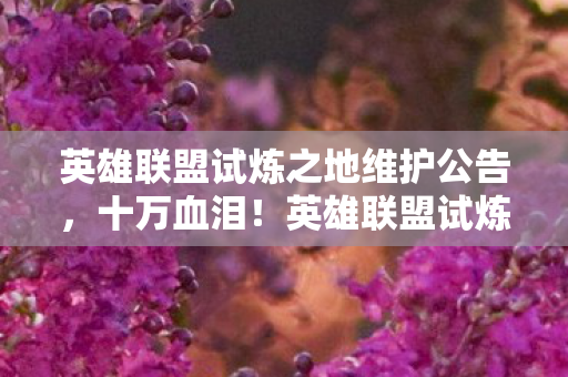 英雄联盟试炼之地维护公告，十万血泪！英雄联盟试炼之地氪金陷阱曝光，玩家惊掉下巴！