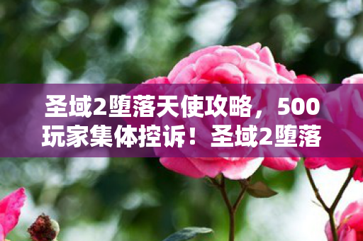 圣域2堕落天使攻略，500玩家集体控诉！圣域2堕落天使疑点重重，策划这波操作绷不住了