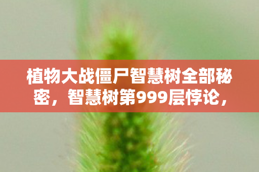 植物大战僵尸智慧树全部秘密,智慧树第999层悖论,当自由选择成为命运枷锁,你的阳光究竟照亮了谁? 植物大战僵尸智慧树全部秘密,智慧树第999层悖论,当自由选择成为命运枷锁,你的阳光究竟照亮了谁?