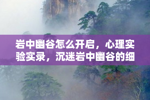 岩中幽谷怎么开启,心理实验实录,沉迷岩中幽谷的细思极恐——我的意识正在被游戏解构 岩中幽谷怎么开启,心理实验实录,沉迷岩中幽谷的细思极恐——我的意识正在被游戏解构