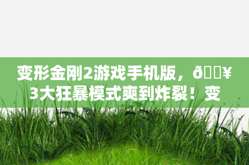 变形金刚2游戏手机版，🔥3大狂暴模式爽到炸裂！变形金刚2游戏让我重燃机甲热血魂！