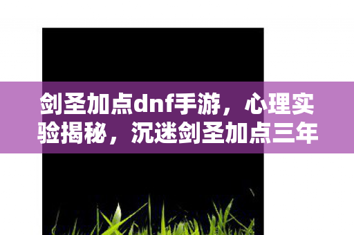 剑圣加点dnf手游，心理实验揭秘，沉迷剑圣加点三年，细思极恐的自我囚禁