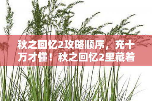 秋之回忆2攻略顺序,充十万才懂!秋之回忆2里藏着让钱包吓一跳的隐情! 秋之回忆2攻略顺序,充十万才懂!秋之回忆2里藏着让钱包吓一跳的隐情!