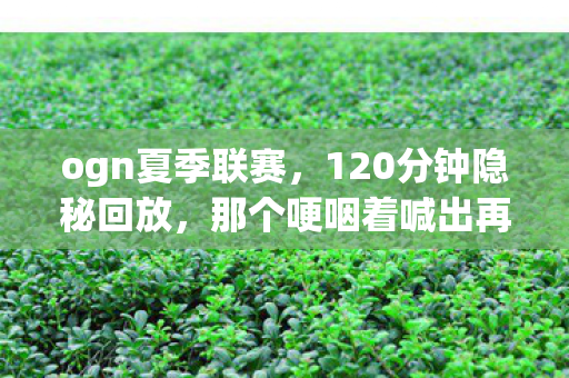 ogn夏季联赛,120分钟隐秘回放,那个哽咽着喊出再来一次的夏天 ogn夏季联赛,120分钟隐秘回放,那个哽咽着喊出再来一次的夏天