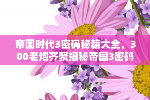 300老炮齐聚揭秘帝国3密码图片