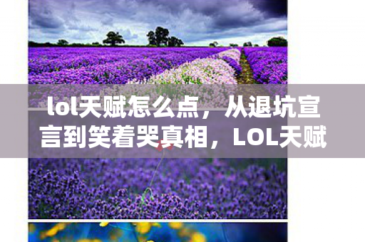 LOL天赋加点落差里藏着谁的青春图片