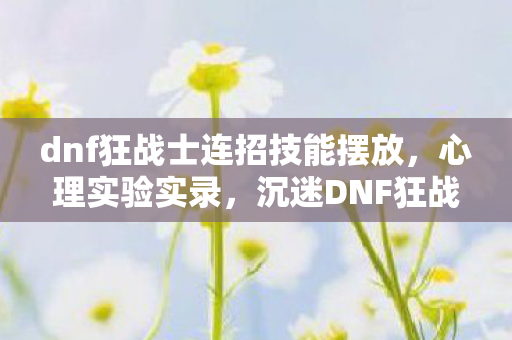 dnf狂战士连招技能摆放图片
