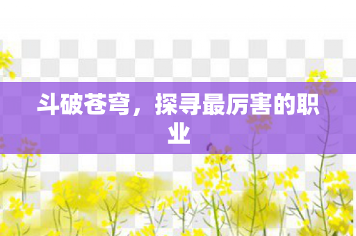 斗破苍穹,探寻最厉害的职业 斗破苍穹,探寻最厉害的职业