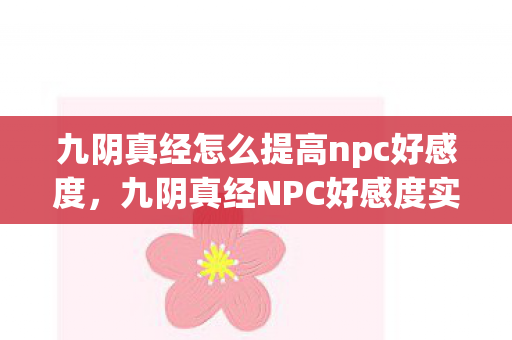 九阴真经怎么提高npc好感度图片