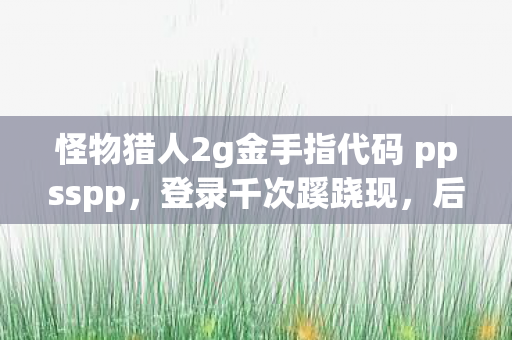 怪物猎人2g金手指代码 ppsspp图片
