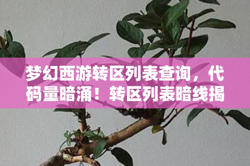 梦幻西游转区列表查询，代码量暗涌！转区列表暗线揭秘，头皮发麻的帮派风云2027