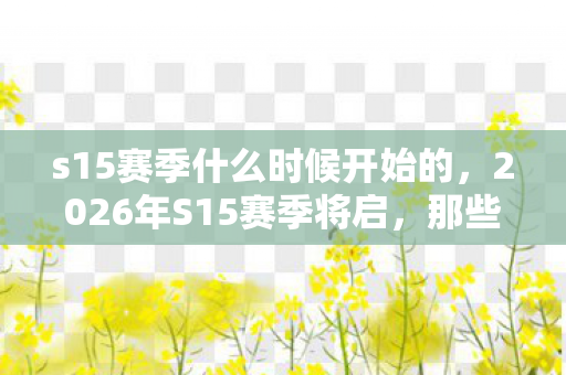 s15赛季什么时候开始的，2026年S15赛季将启，那些并肩的伏笔，如今想起鼻子一酸
