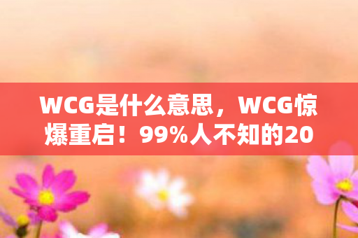 WCG是什么意思,WCG惊爆重启!99%人不知的202X年新玩法,看完直接炸裂! WCG是什么意思,WCG惊爆重启!99%人不知的202X年新玩法,看完直接炸裂!
