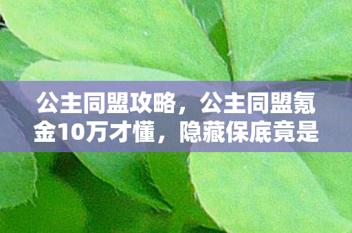 公主同盟攻略，公主同盟氪金10万才懂，隐藏保底竟是概率陷阱，这操作吓掉下巴！