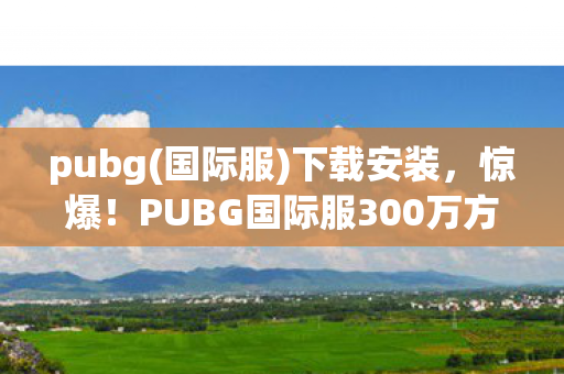 pubg(国际服)下载安装，惊爆！PUBG国际服300万方案被毙内幕，离职老兵拍桌揭隐情吓一跳！