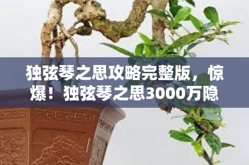 独弦琴之思攻略完整版，惊爆！独弦琴之思3000万隐情曝光，策划案被砍真相吓一跳！
