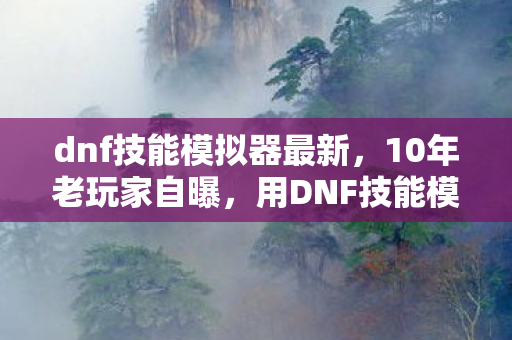 dnf技能模拟器最新，10年老玩家自曝，用DNF技能模拟器，竟揭开游戏人生的辛酸真相？