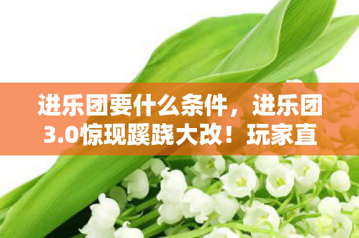 进乐团要什么条件,进乐团3.0惊现蹊跷大改!玩家直呼,这波操作太上头! 进乐团要什么条件,进乐团3.0惊现蹊跷大改!玩家直呼,这波操作太上头!