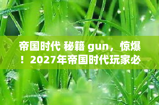 帝国时代 秘籍 gun，惊爆！2027年帝国时代玩家必知的9大逆天秘籍，错过等哭！
