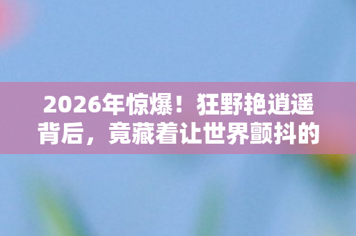 2026年惊爆！狂野艳逍遥背后，竟藏着让世界颤抖的秘密？