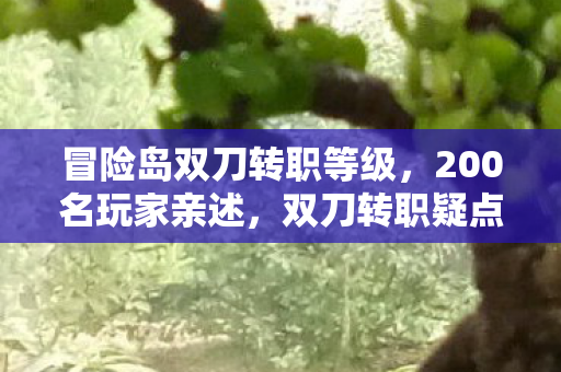 冒险岛双刀转职等级,200名玩家亲述,双刀转职疑点重重,这波操作我绷不住了! 冒险岛双刀转职等级,200名玩家亲述,双刀转职疑点重重,这波操作我绷不住了!