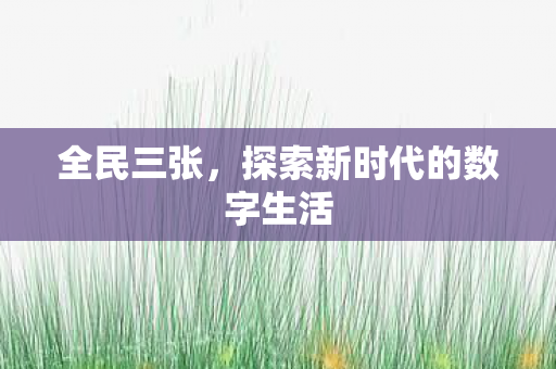 全民三张,探索新时代的数字生活 全民三张,探索新时代的数字生活